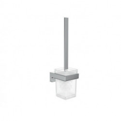 Ensemble de brosse de toilette Emco modèle mural CUE · Verre cristal chrome satiné