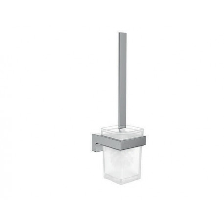 Ensemble de brosse de toilette Emco modèle mural CUE · Verre cristal chrome satiné