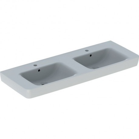 Geberit Doppelwaschtisch RENOVA PLAN 1300x480mm m Hahnloch mit Überlauf weiß