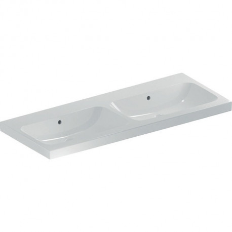 Geberit Doppelwaschtisch iCon Light 1200x480mm o Hahnloch mit Überlauf weiß