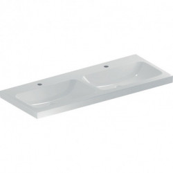 Geberit Doppelwaschtisch iCon Light 1200x480mm m Hahnloch ohne Überlauf weiß