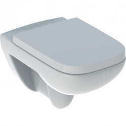 WC suspendu à fond creux Geberit RENOVA PLAN Rimfree. Ensemble avec siège de toilette blanc