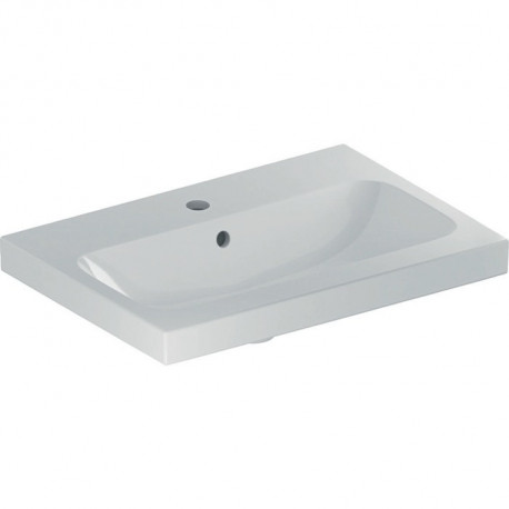 Geberit Waschtisch iCon Light 600x420mm verk. Ausldg m HL m ÜL weiß KT