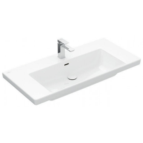 Lavabo à poser SUBWAY 3.0 1000x470mm V&B avec trop-plein avec trou pour robinet blanc C+