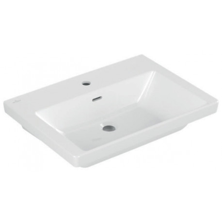 Vasque à poser V&B SUBWAY 3.0 650x470mm avec trop-plein avec trou pour robinet blanc