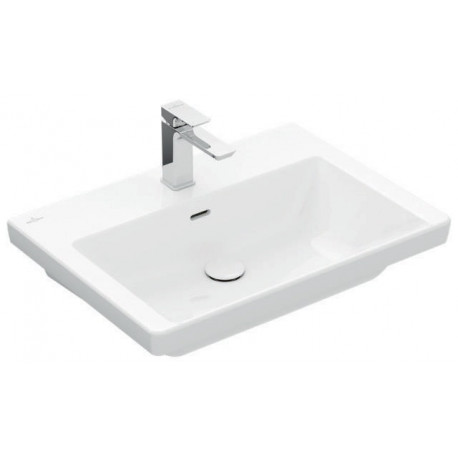 Vasque à poser V&B SUBWAY 3.0 650x470mm avec trop-plein avec trou pour robinet blanc C+