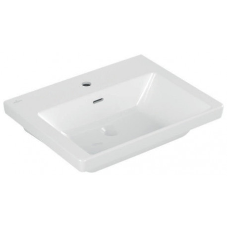 Vasque à poser V&B SUBWAY 3.0 600x470mm avec trop-plein avec trou pour robinet blanc