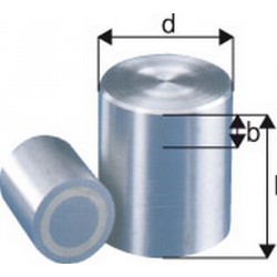 Aimant cylindrique, Ø d : 13 mm, Hauteur l 18 mm, Réduction max. b 7 mm, Force de maintien : 12 N, Poids : 18 g