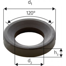 Rondelle à rotule concave forme D, Pour vis : M24, Ø d'alésage d2 28 mm, Ø extérieur d1 44 mm, Hauteur h3 : 9,5 mm, Rayon (r) : 32 mm