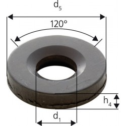 Rondelle à rotule concave forme G, Pour vis : M12, Ø d'alésage d1 14,2 mm, Ø extérieur d5 35 mm, Hauteur h4 : 5 mm, Rayon (r) : 17 mm