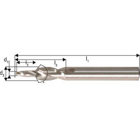 Foret étagé pour avant-trous, queue cylindrique 90° Fraise à carotter, filetage M10, foret h8 (d1) x fraise h6 (d2) 8,5 x 11,0 mm