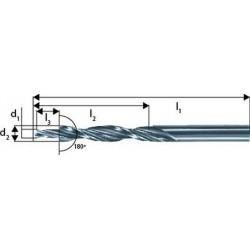 Foret étagé à queue cylindrique trou débouchant 180°, filetage M5, foret h9 (d1) x fraise h8 (d2) 5,5 x 10,0 mm