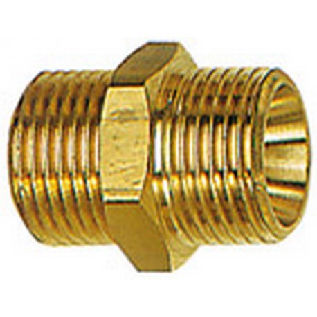 Double raccord fileté à filetage mâle, Raccord : G 3/8 x G 1/2 pouces, OC 24 mm, Long. 27 mm